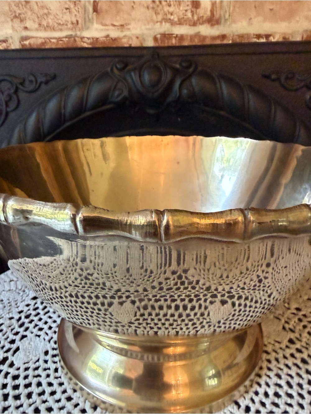 Vintage Brass Decorative Bowl - Bamboo Design Elegant Centerpiece or Accent - Picture 8 of 10
